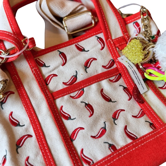 Viral Chili Madden Girl Mini Tote NWT Cross Body Red Canvas Bag